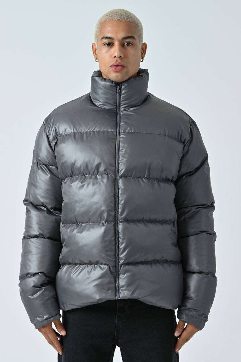 HIGH NECK SIMPLE MEN PUFFER JACKET GREY/GRI - 2