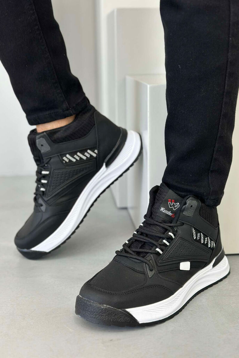 HIGH NECK SIMPLE MEN SNEAKERS BLACK-WHITE/ZB - 1