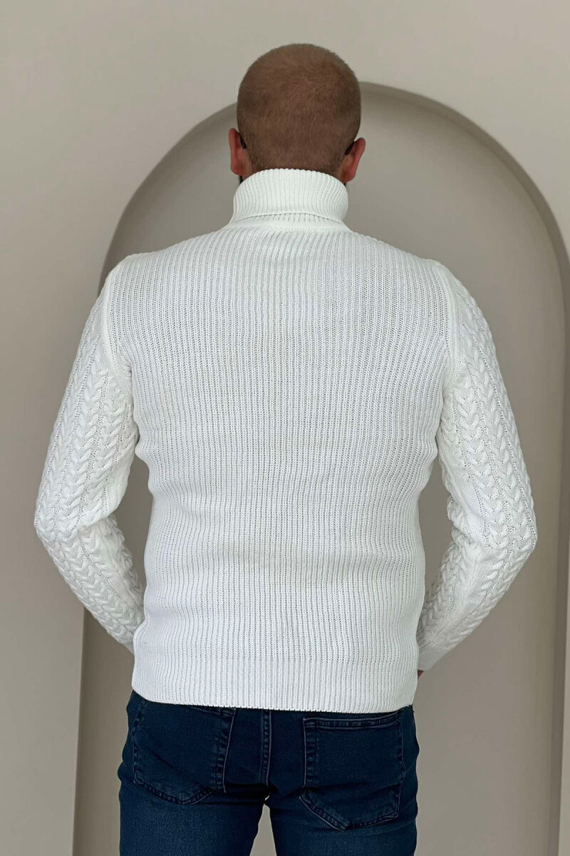 HIGH NECK SIMPLE ONE COLOR MAN SWEATER WHITE-E BARDHE - 4