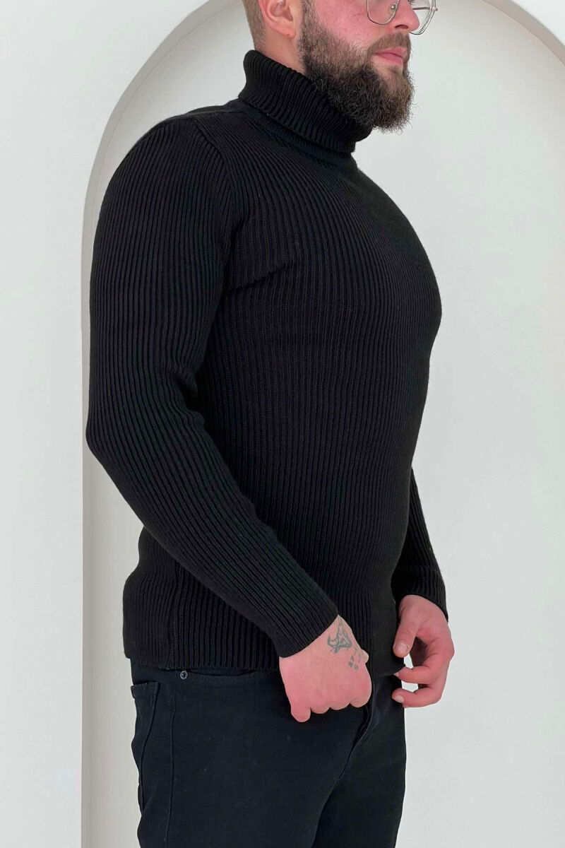 HIGH NECK SIMPLE ONE COLOR SWEATER BLACK/ E ZEZE - 3