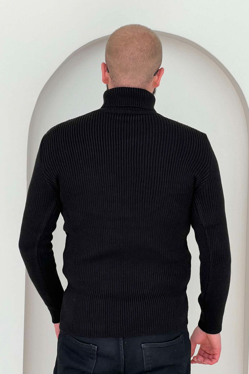 HIGH NECK SIMPLE ONE COLOR SWEATER BLACK/ E ZEZE - 4