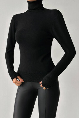 HIGH NECK SIMPLE SWEATER WOMAN BLACK/ E ZEZE 