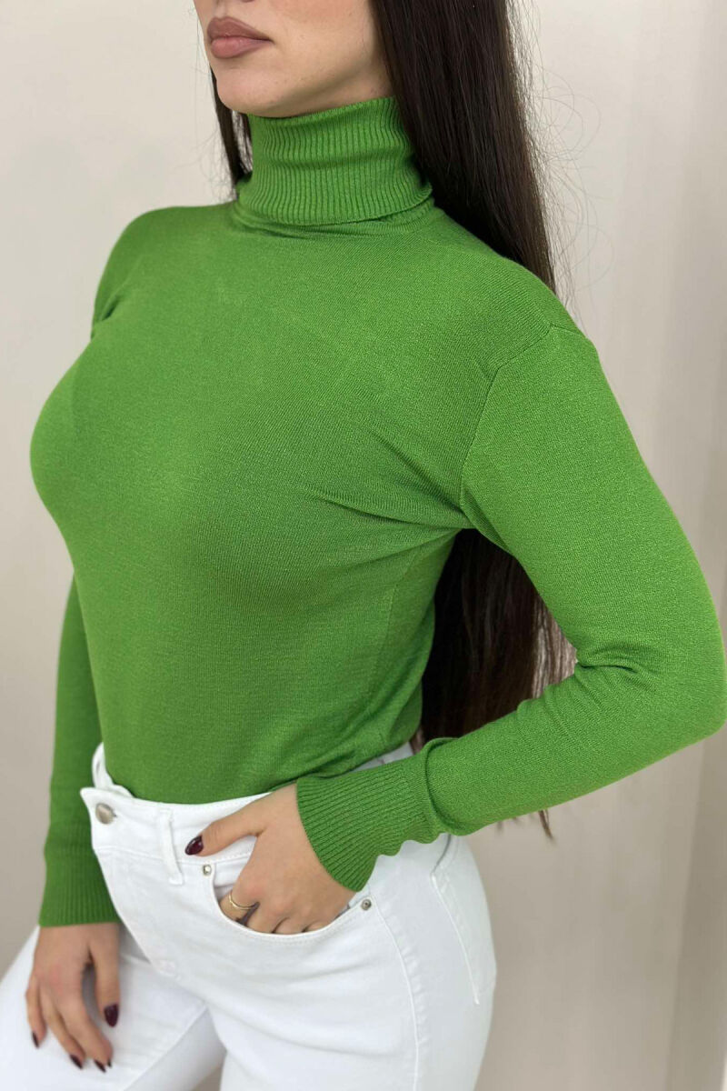 HIGH NECK SIMPLE SWEATER WOMAN GREEN/JESHILE - 2