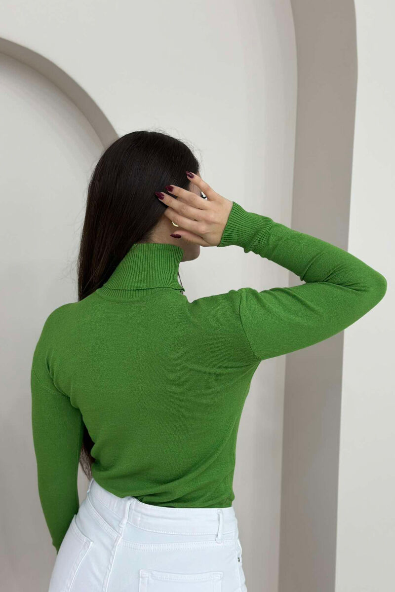 HIGH NECK SIMPLE SWEATER WOMAN GREEN/JESHILE - 3