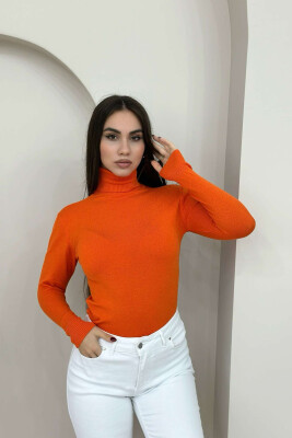 HIGH NECK SIMPLE SWEATER WOMAN ORANGE/PORTOKALLI 