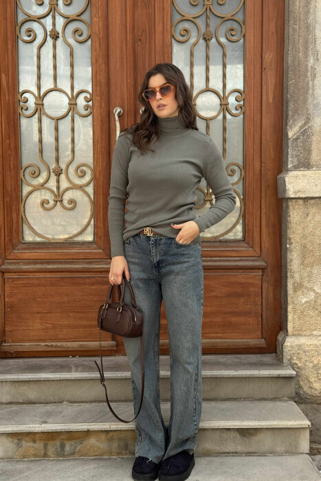 HIGH NECK SIMPLE WOMAN SWEATER MINT/MENTE - 1