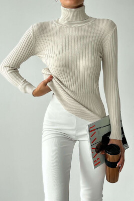 HIGH NECK SLIP SWEATER LIGHT BEIGE/BZHZB 