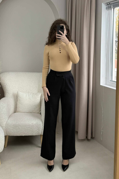 HIGH NECK STONES DETAIL WOMEN SWEATER BEIGE/BEZHE - 3