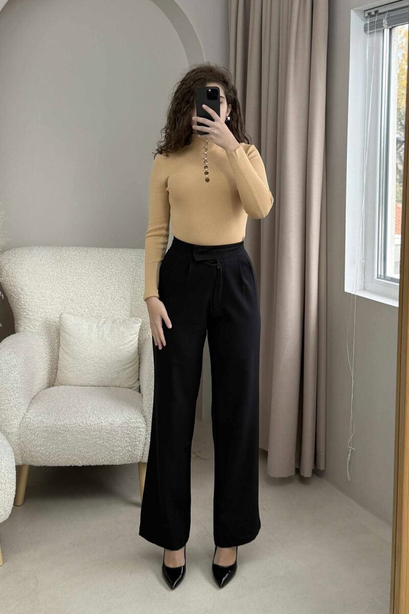 HIGH NECK STONES DETAIL WOMEN SWEATER BEIGE/BEZHE - 3