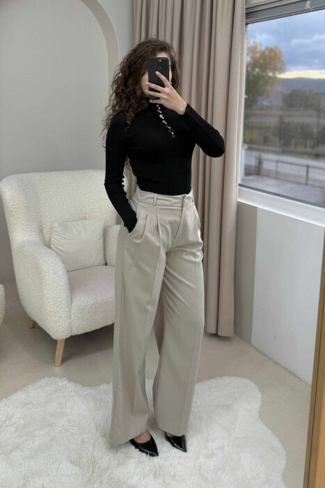 HIGH NECK STONES DETAIL WOMEN SWEATER BLACK/ E ZEZE - 2