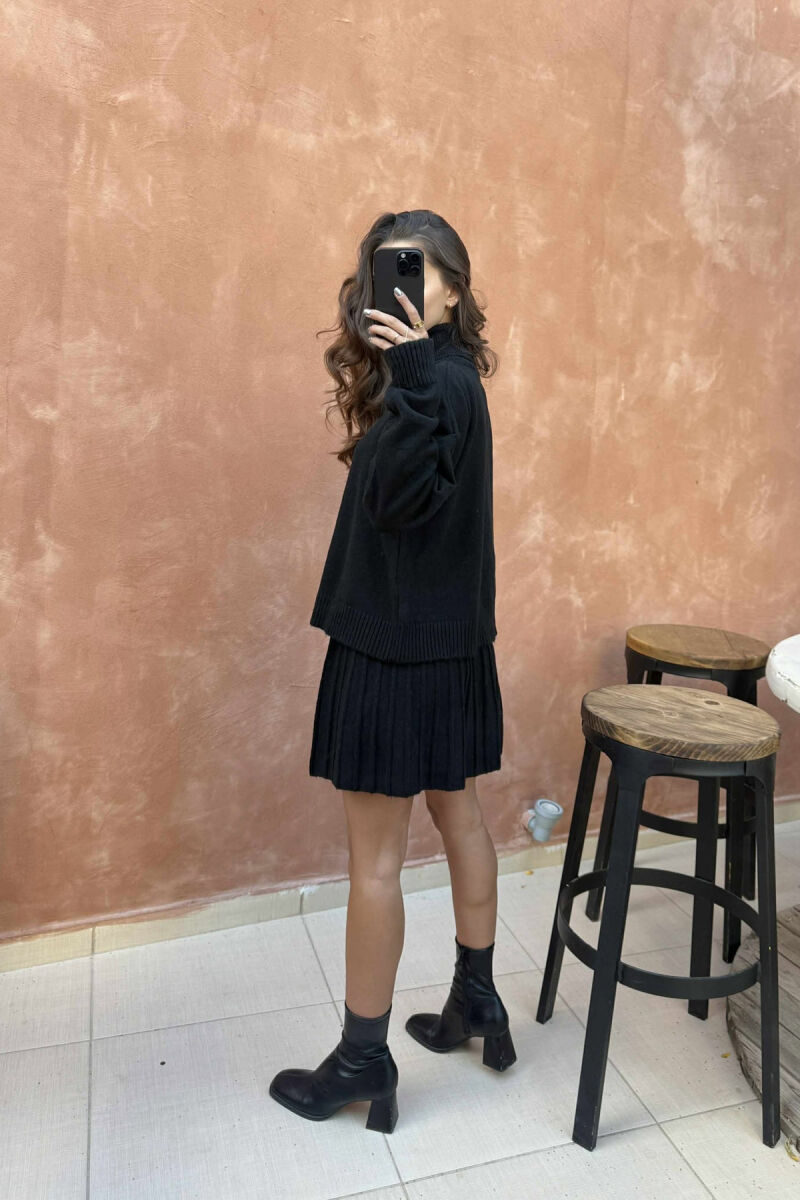 HIGH NECK SWEATER+SHORT SKIRT KNIT WOMAN SET BLACK/ E ZEZE - 2