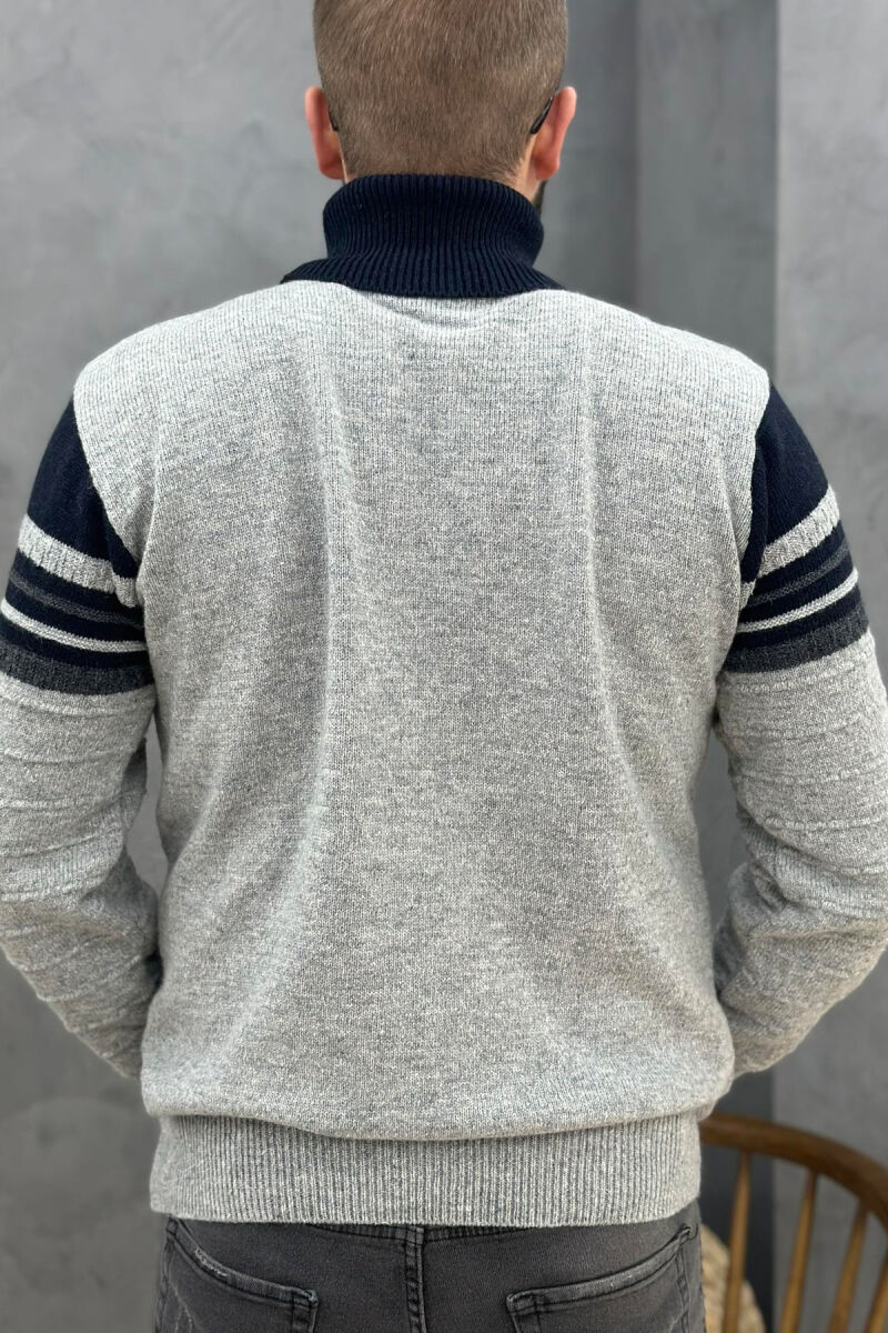 HIGH NECK TWO COLORS MAN SWEATER GREY/GRI - 4