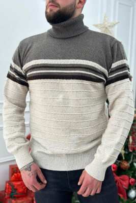 HIGH NECK TWO COLORS MAN SWEATER LIGHT BEIGE/BZHZB 