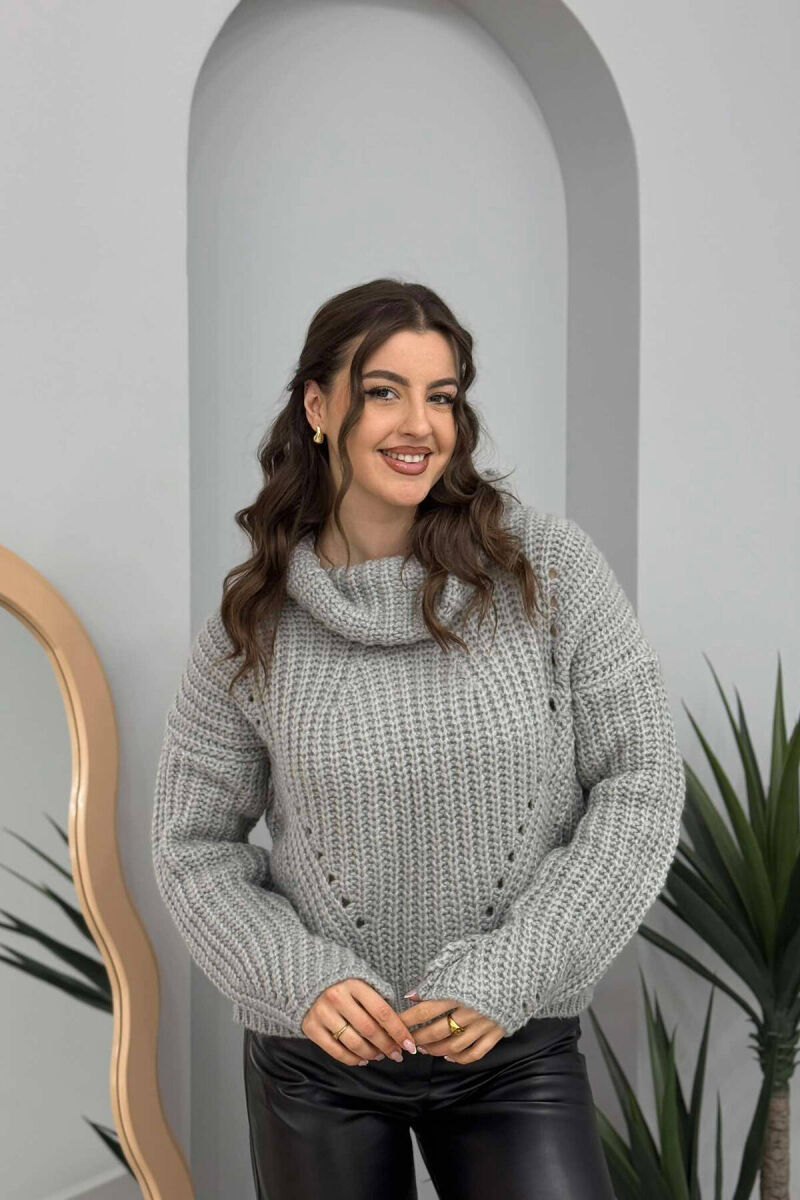 HIGH NECK WOMAN SWEATER GREY/GRI - 1
