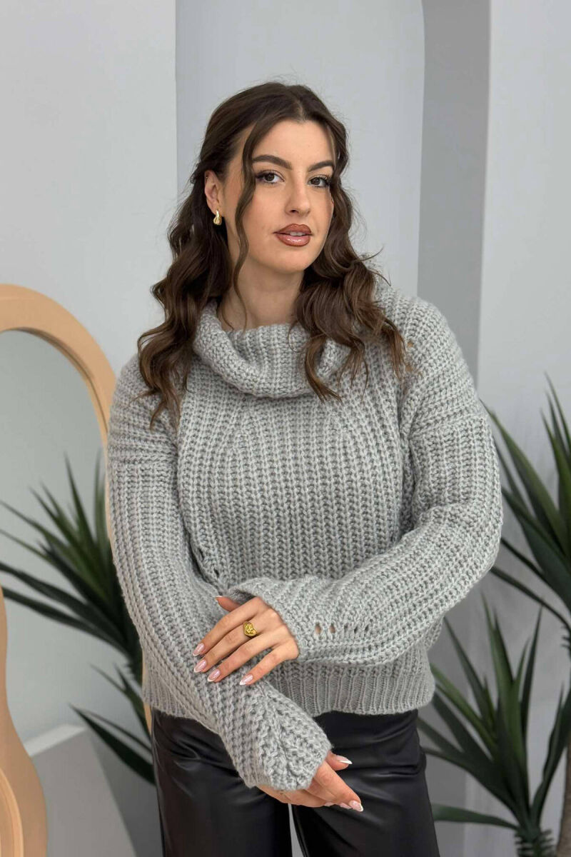 HIGH NECK WOMAN SWEATER GREY/GRI - 3