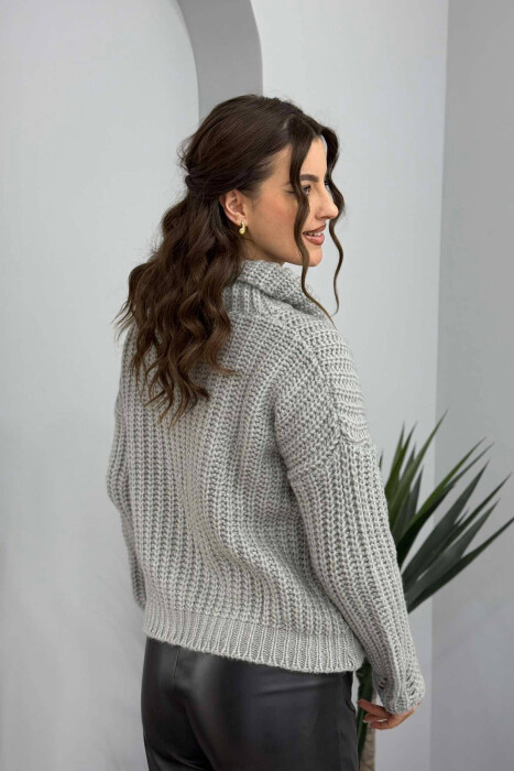HIGH NECK WOMAN SWEATER GREY/GRI - 4