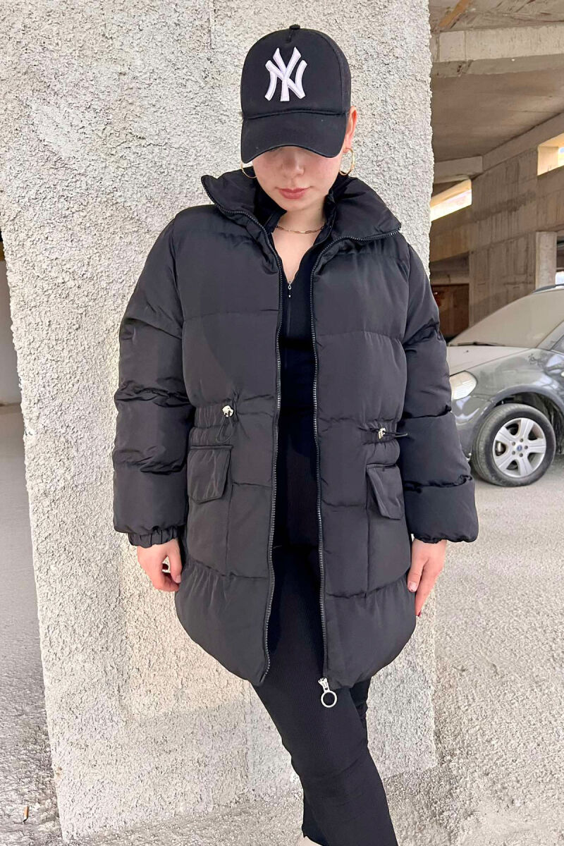 HIGH NECK WOMEN PUFFER JACKET BLACK/ E ZEZE - 1