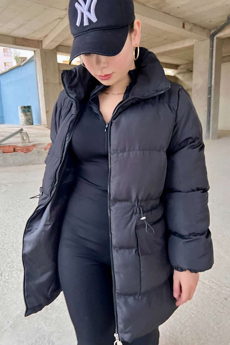 HIGH NECK WOMEN PUFFER JACKET BLACK/ E ZEZE - 3