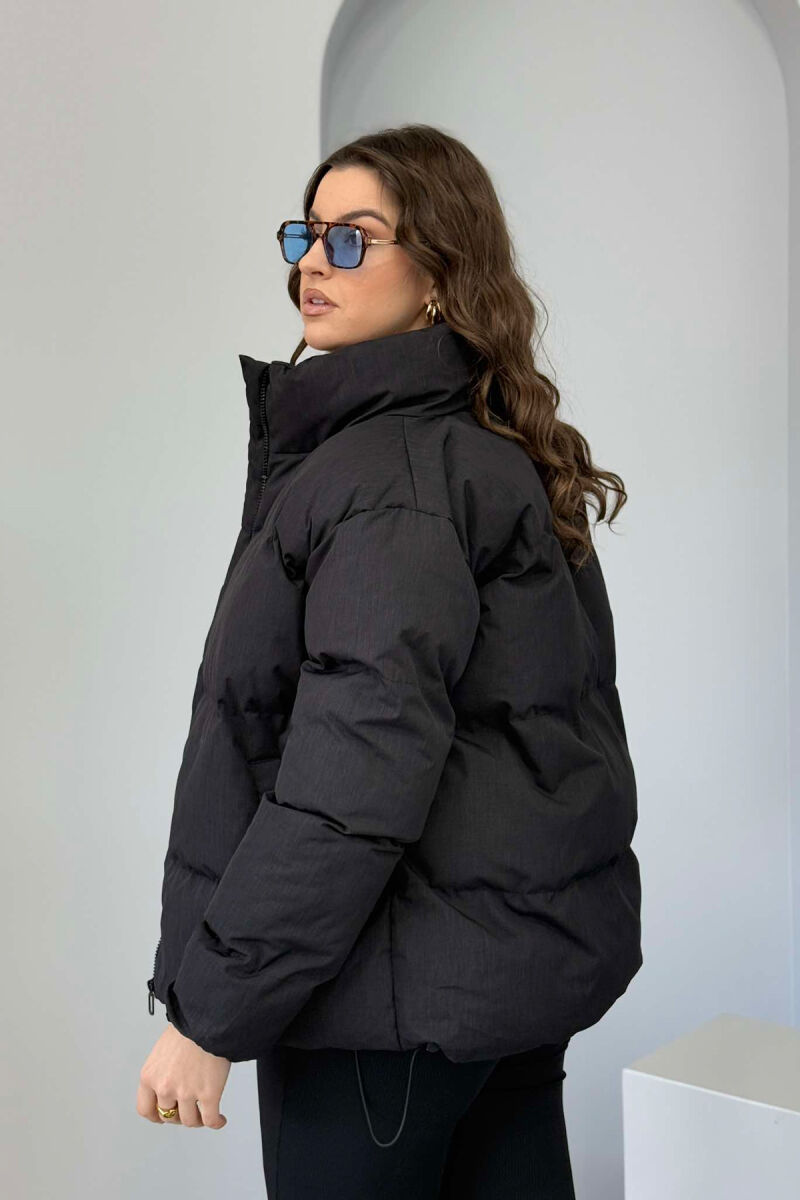 HIGH NECK WOMEN PUFFER JACKET DARK GREY/GEE - 2