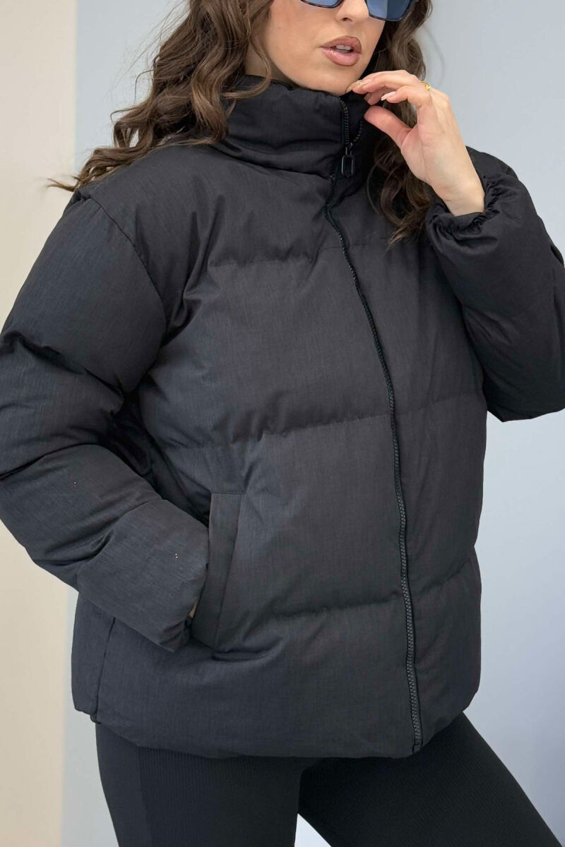 HIGH NECK WOMEN PUFFER JACKET DARK GREY/GEE - 6