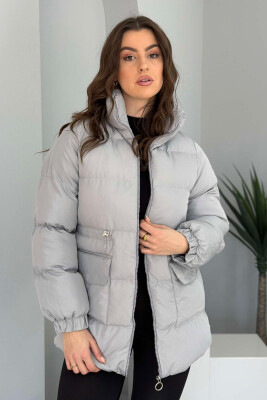 HIGH NECK WOMEN PUFFER JACKET GREY/GRI 