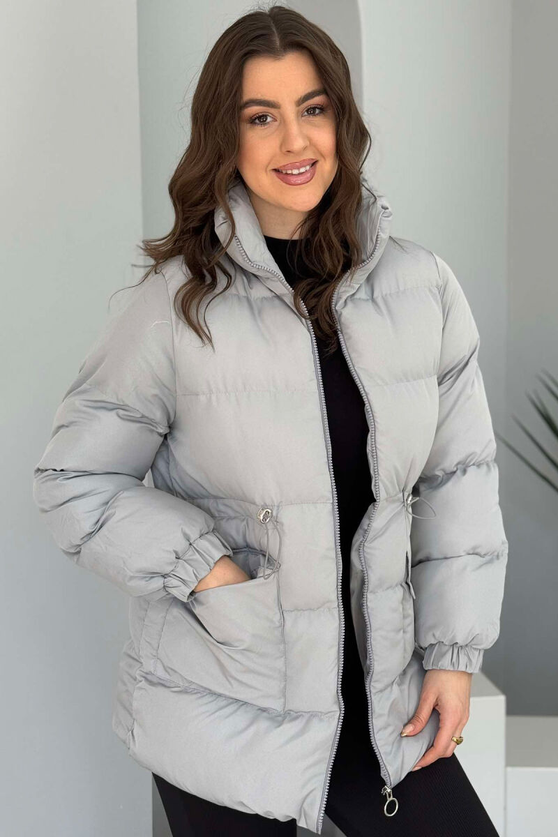 HIGH NECK WOMEN PUFFER JACKET GREY/GRI - 3