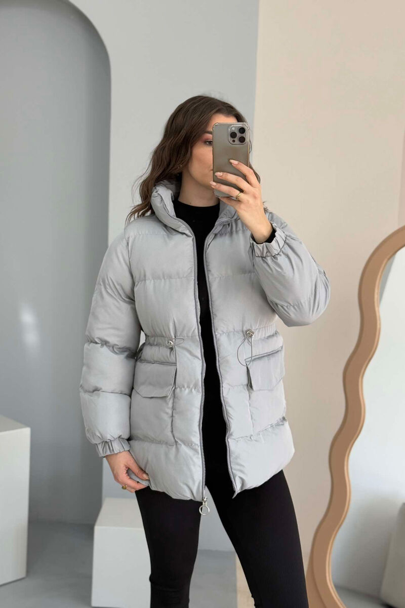 HIGH NECK WOMEN PUFFER JACKET GREY/GRI - 4