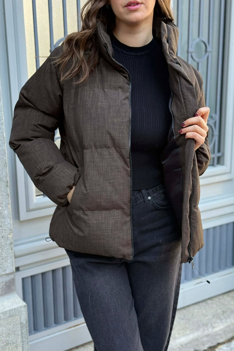 HIGH NECK WOMEN PUFFER JACKET DARK GREEN/JEE - 3