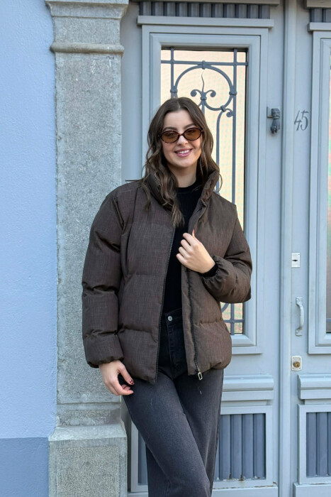 HIGH NECK WOMEN PUFFER JACKET DARK GREEN/JEE - 4