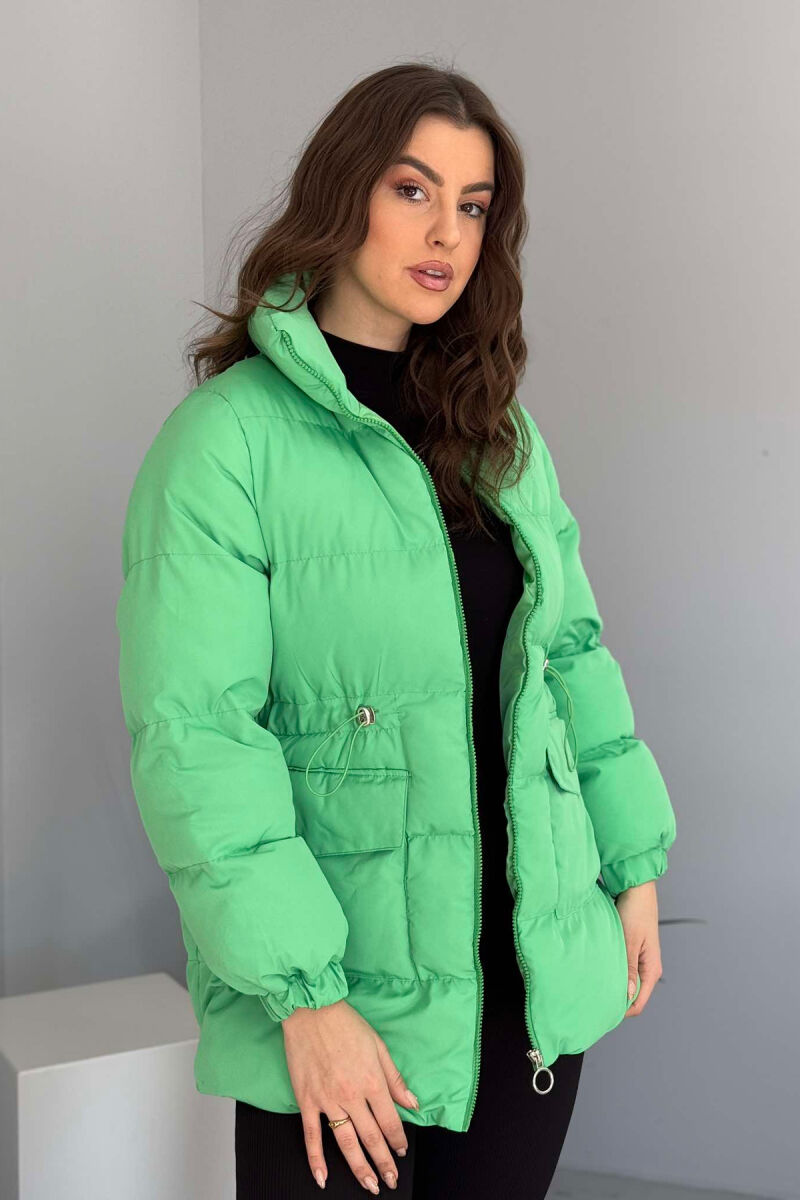 HIGH NECK WOMEN PUFFER JACKET LIGHT GREEN/JEZB - 4