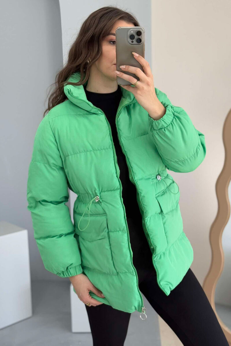 HIGH NECK WOMEN PUFFER JACKET LIGHT GREEN/JEZB - 6