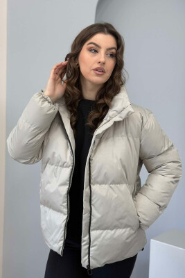 HIGH NECK WOMEN PUFFER JACKET LIGHT GREY/GZ 