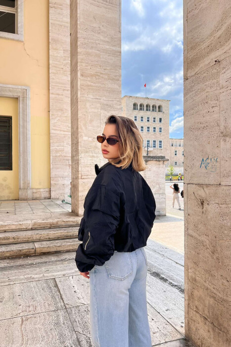 HIGH NECK ZIPPER WOMEN JACKET BLACK/ E ZEZE - 3