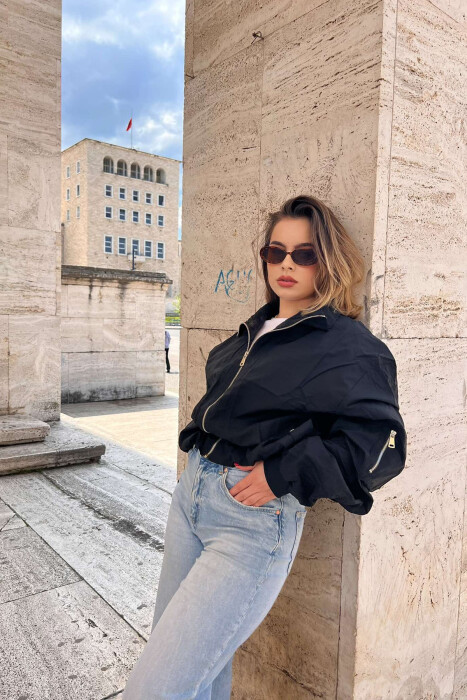 HIGH NECK ZIPPER WOMEN JACKET BLACK/ E ZEZE 
