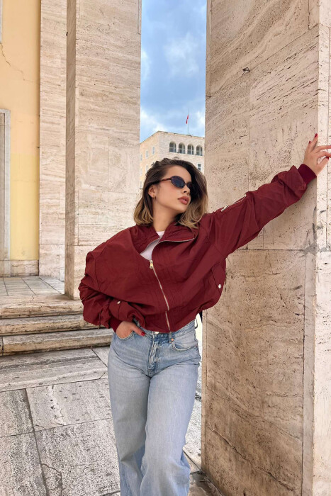 HIGH NECK ZIPPER WOMEN JACKET BURGUNDY/VISHNJE 
