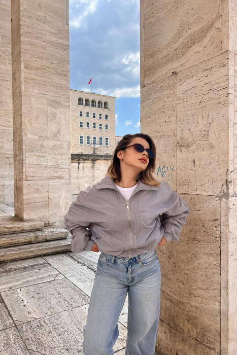 HIGH NECK ZIPPER WOMEN JACKET GREY/GRI - 2