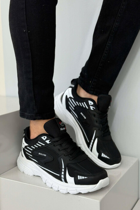 HIGH PLATFORM RUNNING MEN SNEAKERS BLACK-WHITE/ZEBA - KLAUDIO FASHION