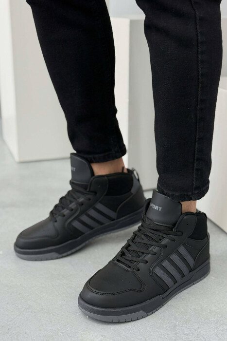 HIGH TOP FOUR STRIPES MEN SNEAKERS BLACK-GREY/ZEGR - 1