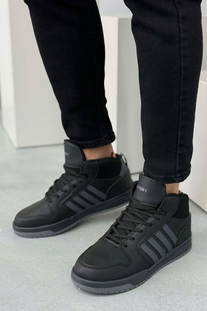 HIGH TOP FOUR STRIPES MEN SNEAKERS BLACK-GREY/ZEGR - 1