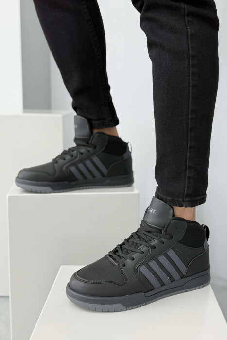 HIGH TOP FOUR STRIPES MEN SNEAKERS BLACK-GREY/ZEGR - 3