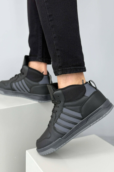 HIGH TOP FOUR STRIPES MEN SNEAKERS BLACK-GREY/ZEGR - 4