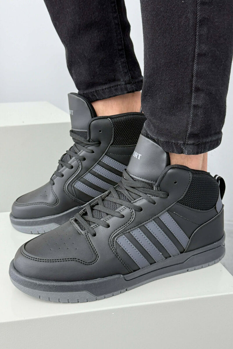 HIGH TOP FOUR STRIPES MEN SNEAKERS BLACK-GREY/ZEGR - 6