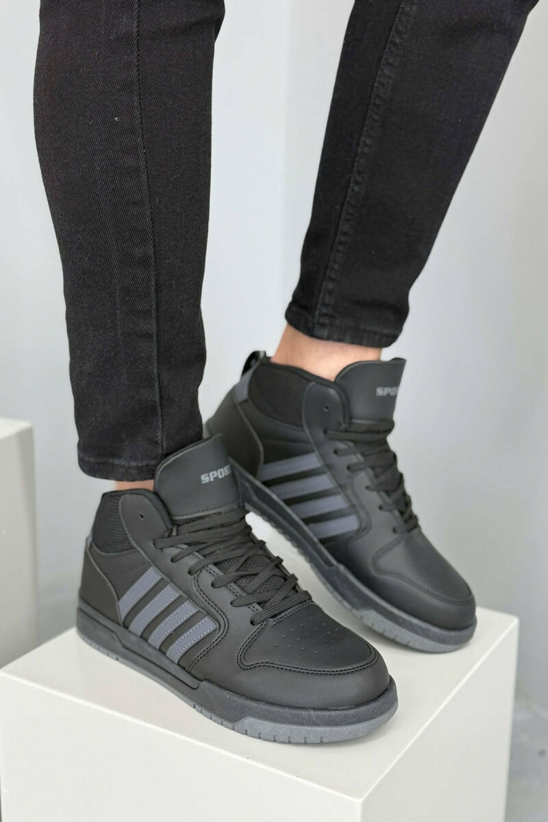 HIGH TOP FOUR STRIPES MEN SNEAKERS BLACK-GREY/ZEGR - 7