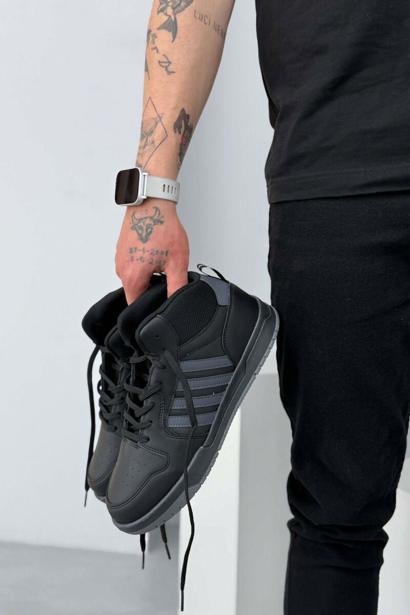 HIGH TOP FOUR STRIPES MEN SNEAKERS BLACK-GREY/ZEGR - 8