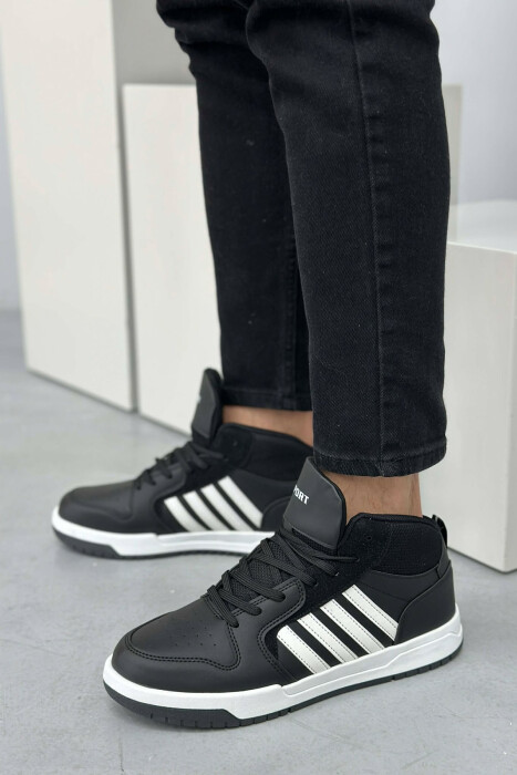 HIGH TOP FOUR STRIPES MEN SNEAKERS BLACK-WHITE/ZEBA - 1