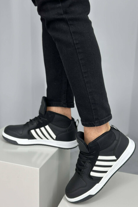 HIGH TOP FOUR STRIPES MEN SNEAKERS BLACK-WHITE/ZEBA - 4