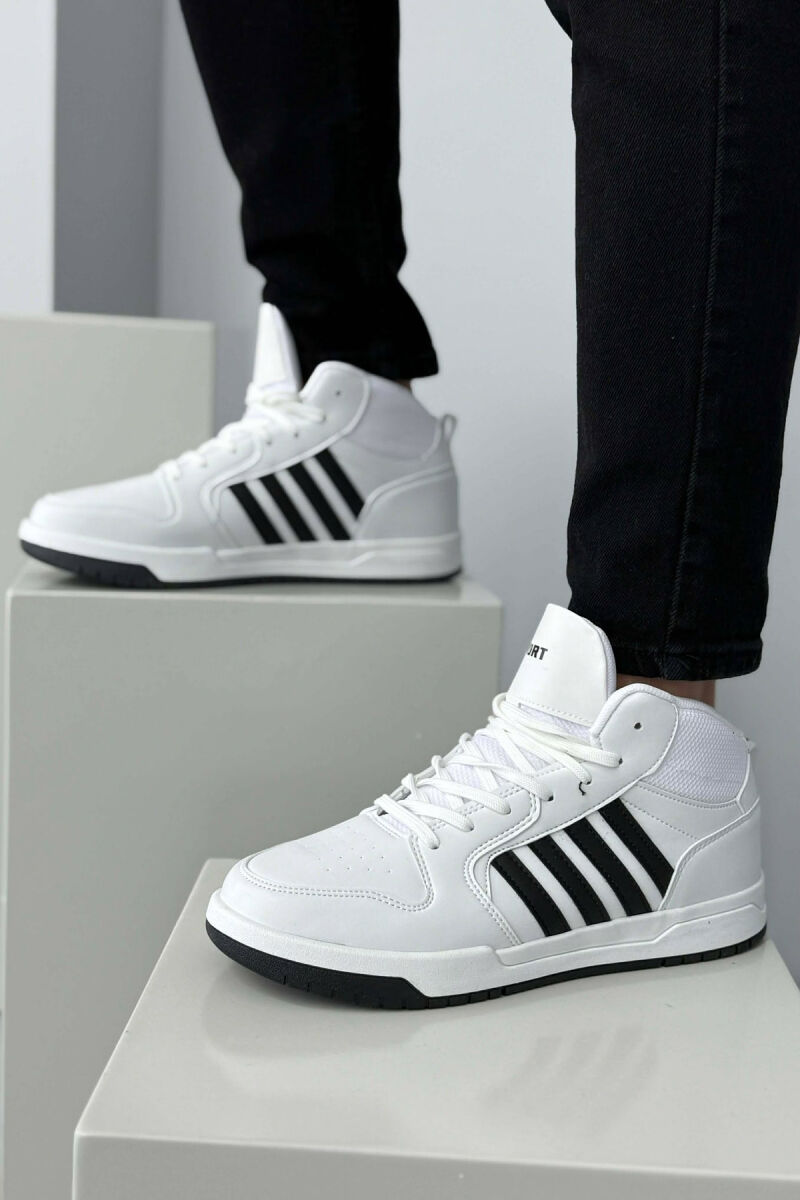 HIGH TOP FOUR STRIPES MEN SNEAKERS WHITE-BLACK/BAZE - 1