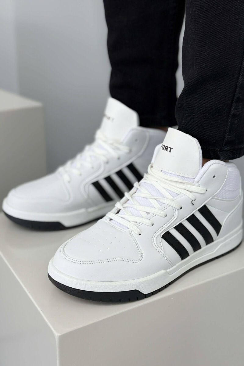 HIGH TOP FOUR STRIPES MEN SNEAKERS WHITE-BLACK/BAZE - 4