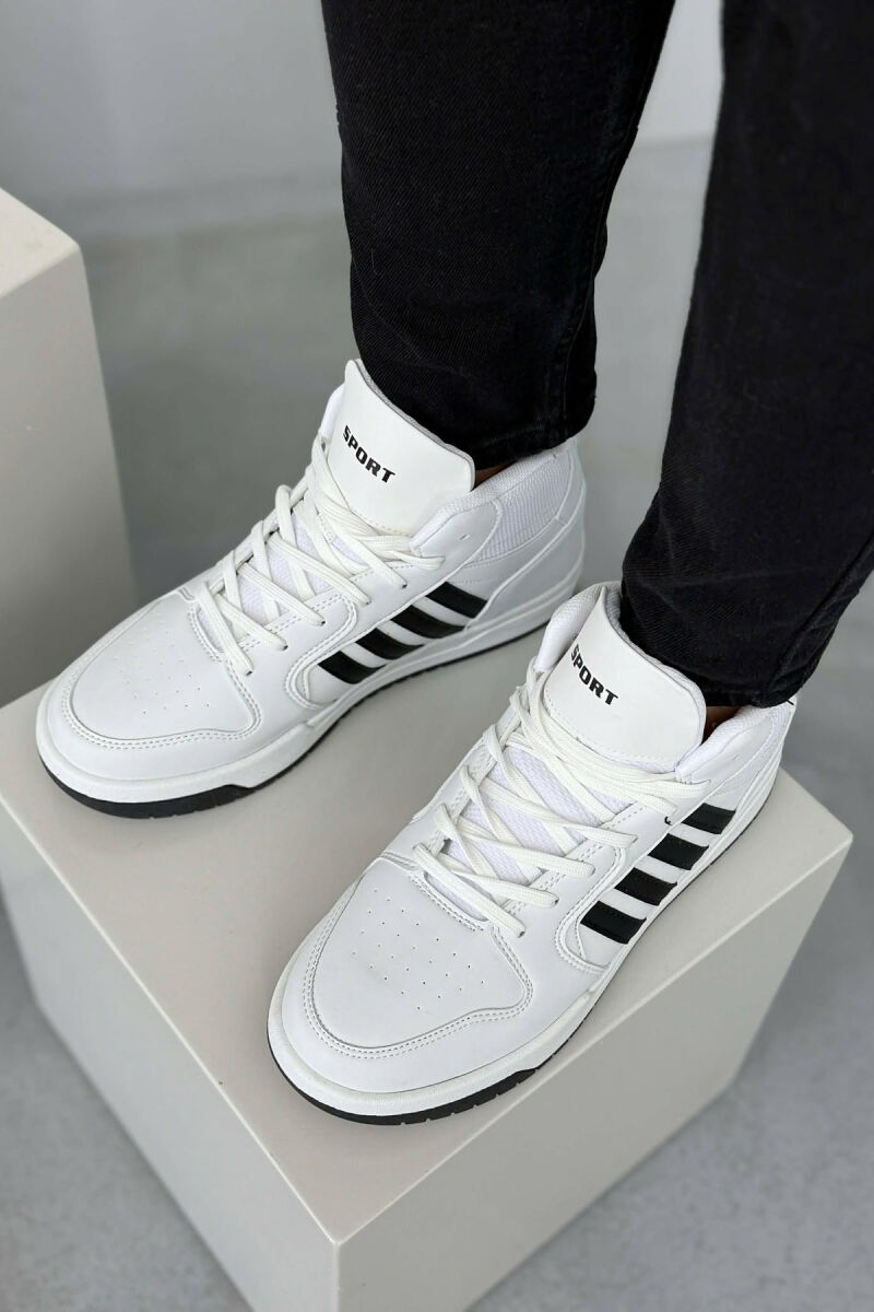 HIGH TOP FOUR STRIPES MEN SNEAKERS WHITE-BLACK/BAZE - 6