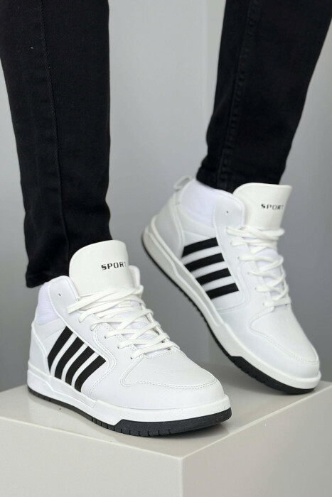 HIGH TOP FOUR STRIPES MEN SNEAKERS WHITE-BLACK/BAZE - 7